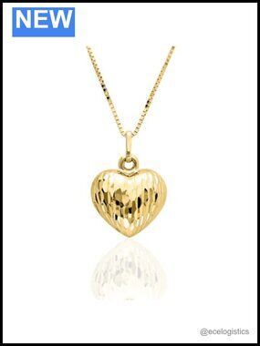 14k Pure Gold Italian Pendant Necklace 17.7 In Fine Jewelry